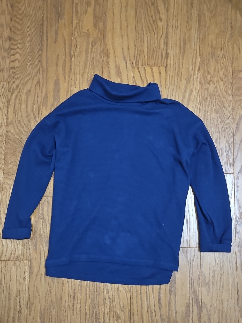 Lands End Women's‎ Navy Blue Waffle Knit Cowl Neck Top Sz 2XL Preppy Coastal